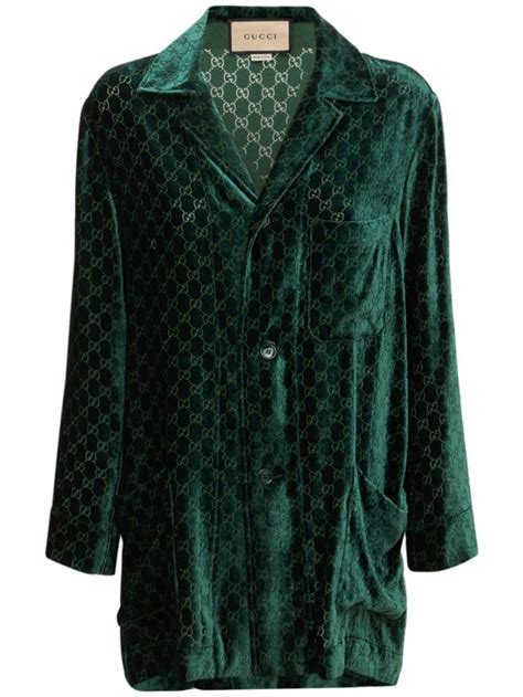 chemise gucci femme|Chemise en velours GG en vert émeraude .